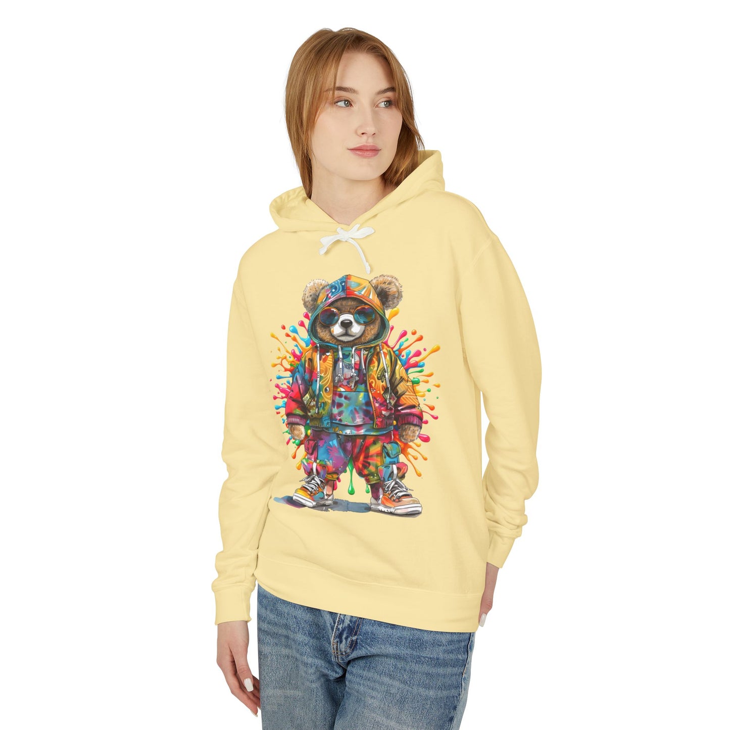 urban bear design hooded sweatshirt