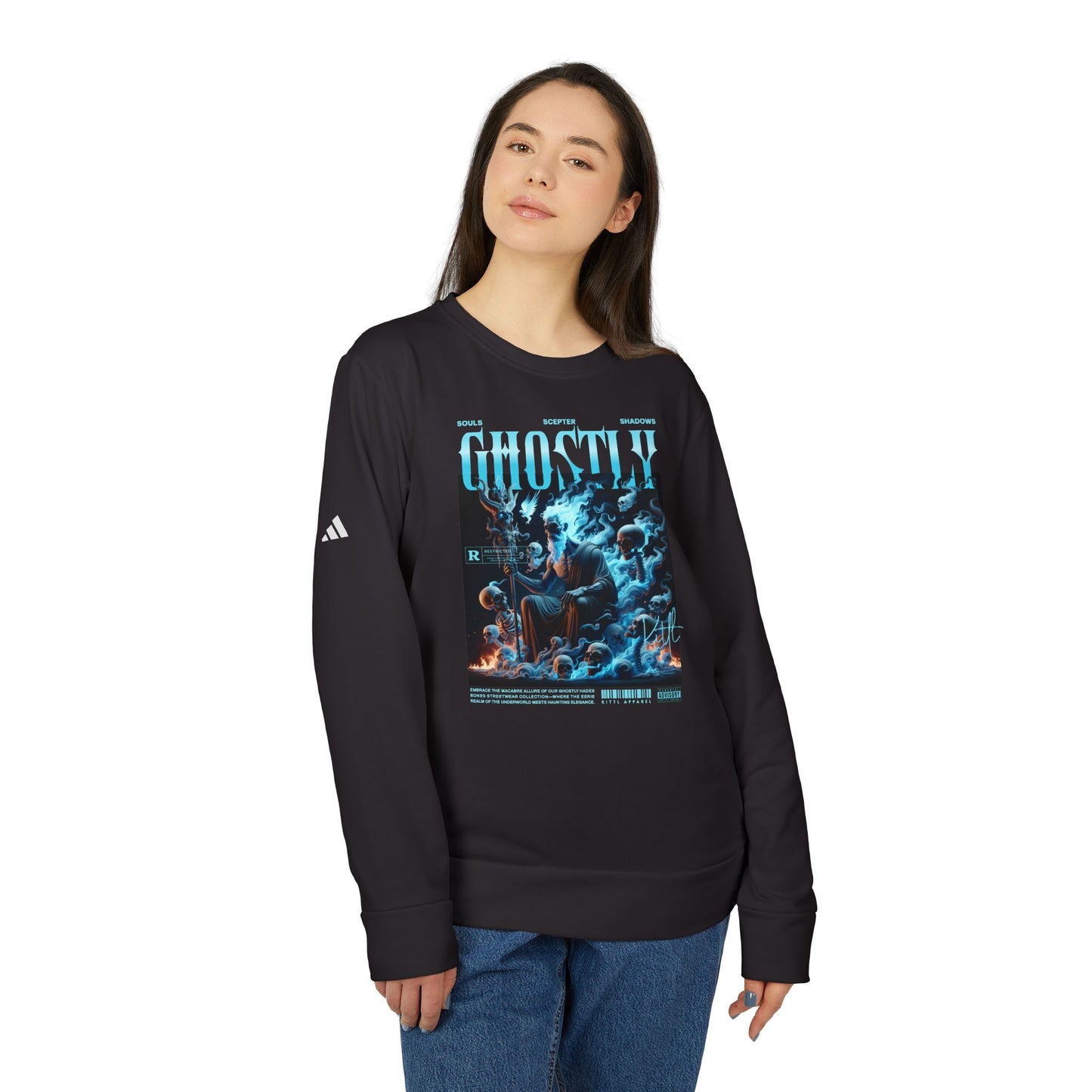 adidas urban ghostly design fleece crewneck sweatshirt