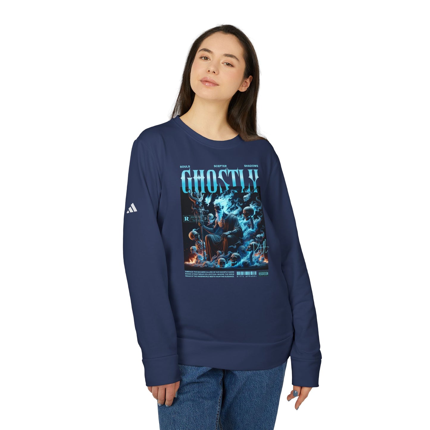 adidas urban ghostly design fleece crewneck sweatshirt