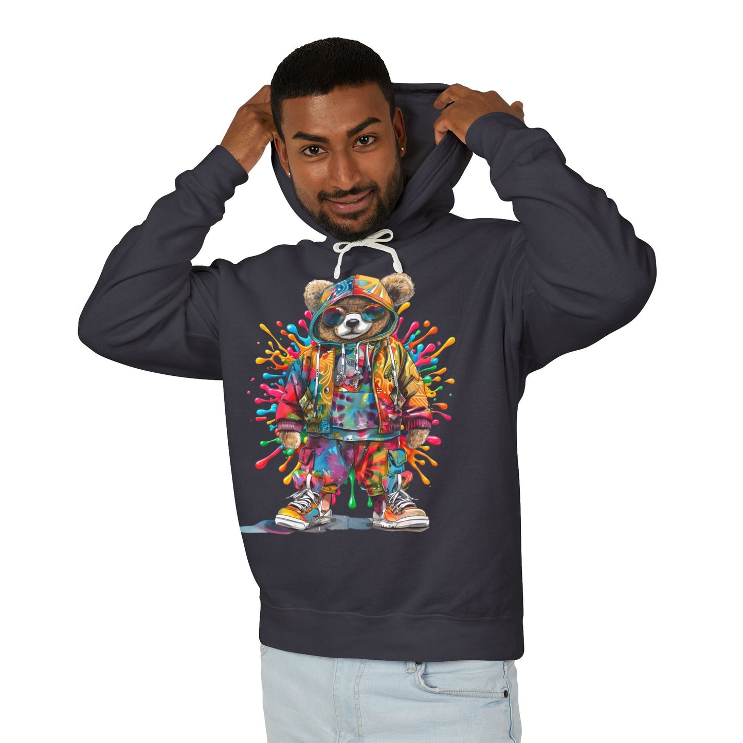 urban bear design hooded sweatshirt