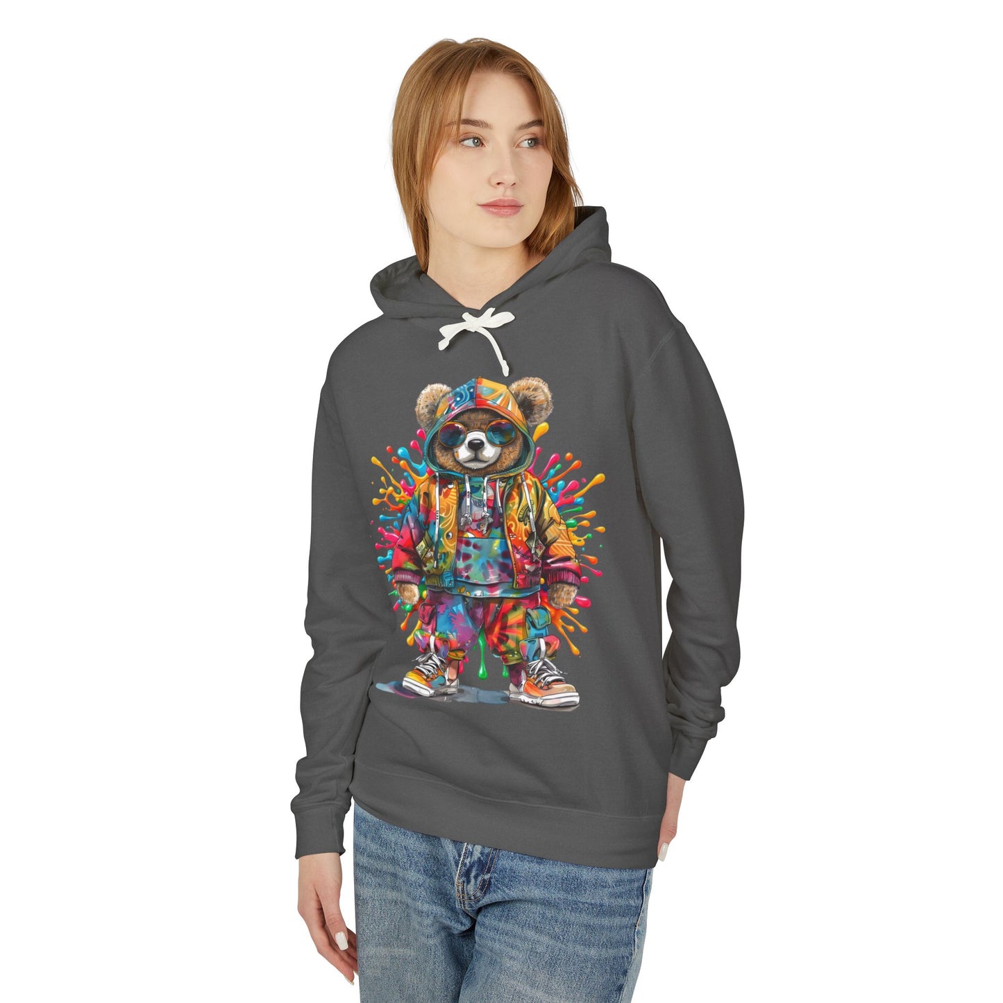 urban bear design hooded sweatshirt