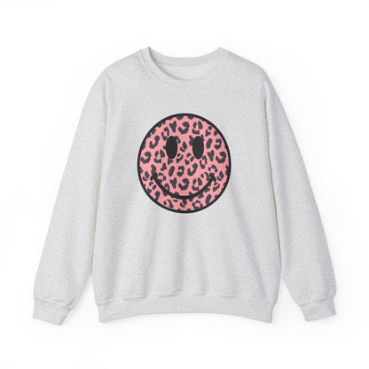 Smile Leopard Sweatshirt, Smile Face Crewneck, Trendy Smile Face Sweatshirt, Smile Face Hoodie, Positivity Sweatshirt, Women Preppy Gifts