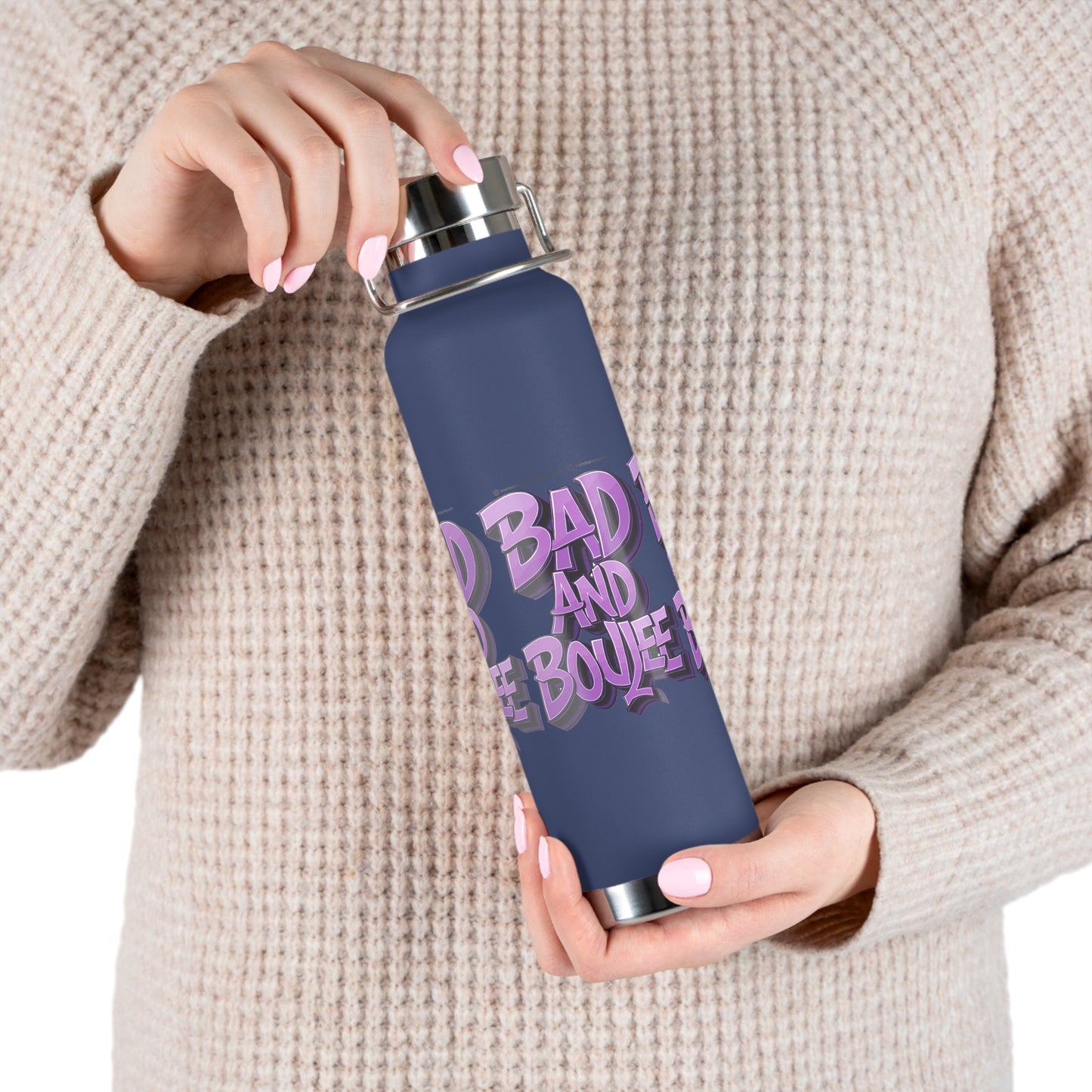 bad and boujee copper vacuum insulated bottle, 22oz