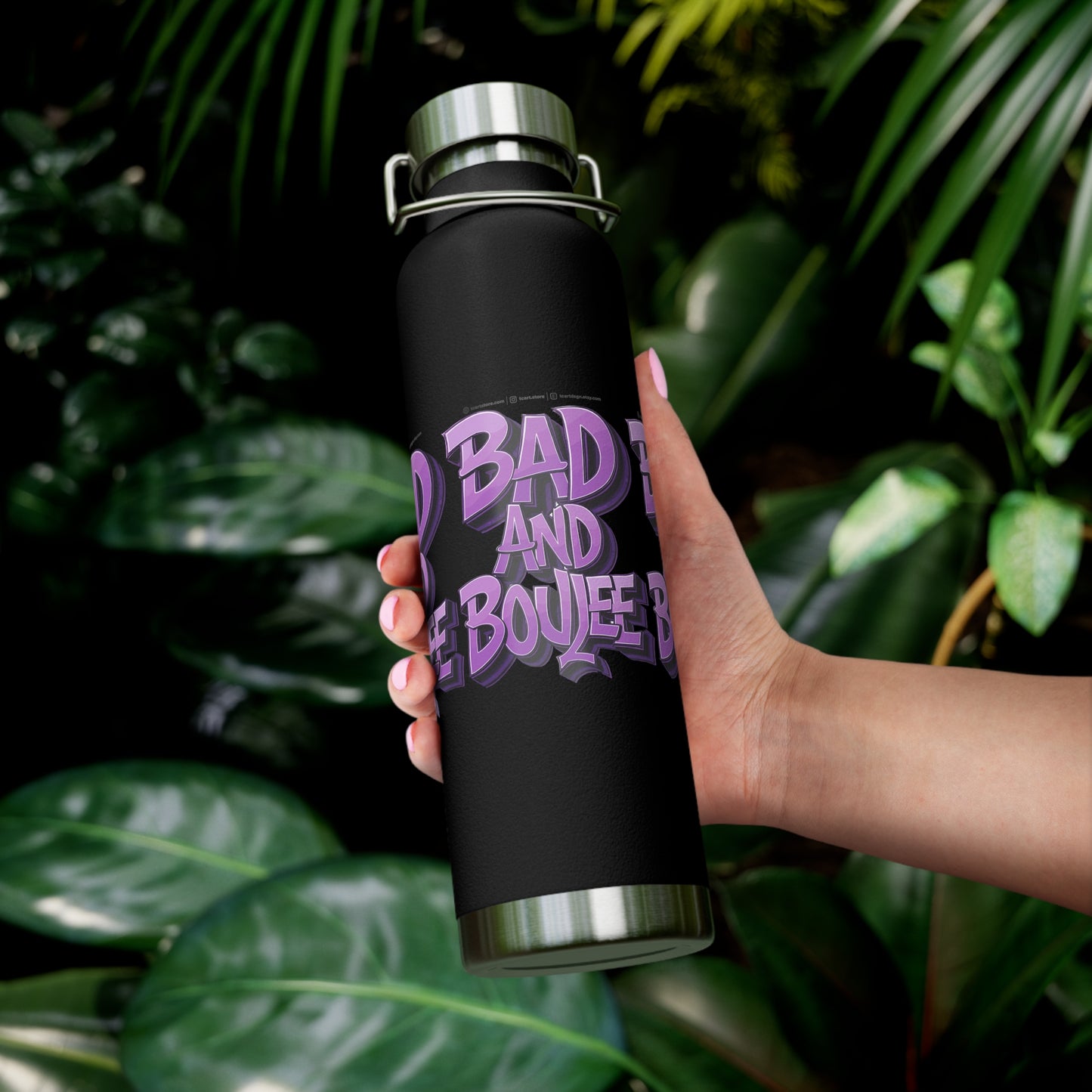 bad and boujee copper vacuum insulated bottle, 22oz