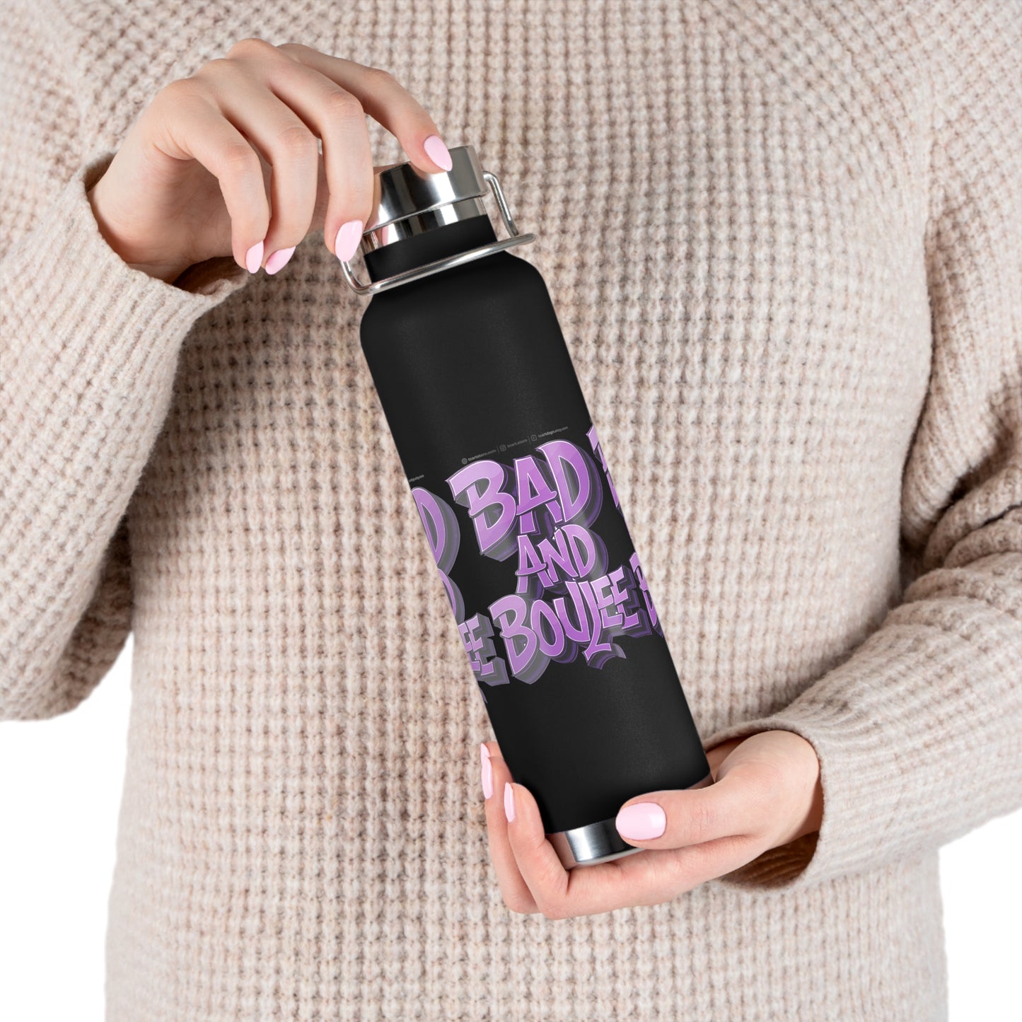 bad and boujee copper vacuum insulated bottle, 22oz