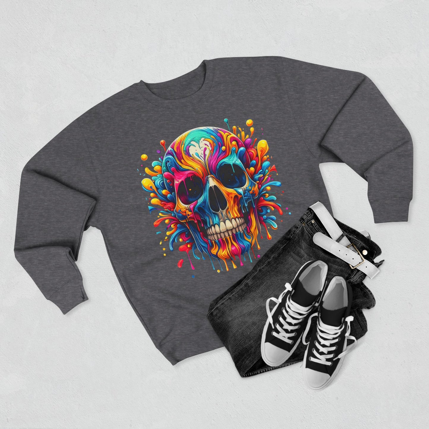 urban skull unisex sweatshirt - edgy streetwear apparel, hipster graphic jumper, cool skeleton pullover, trendy goth clothing, alternative