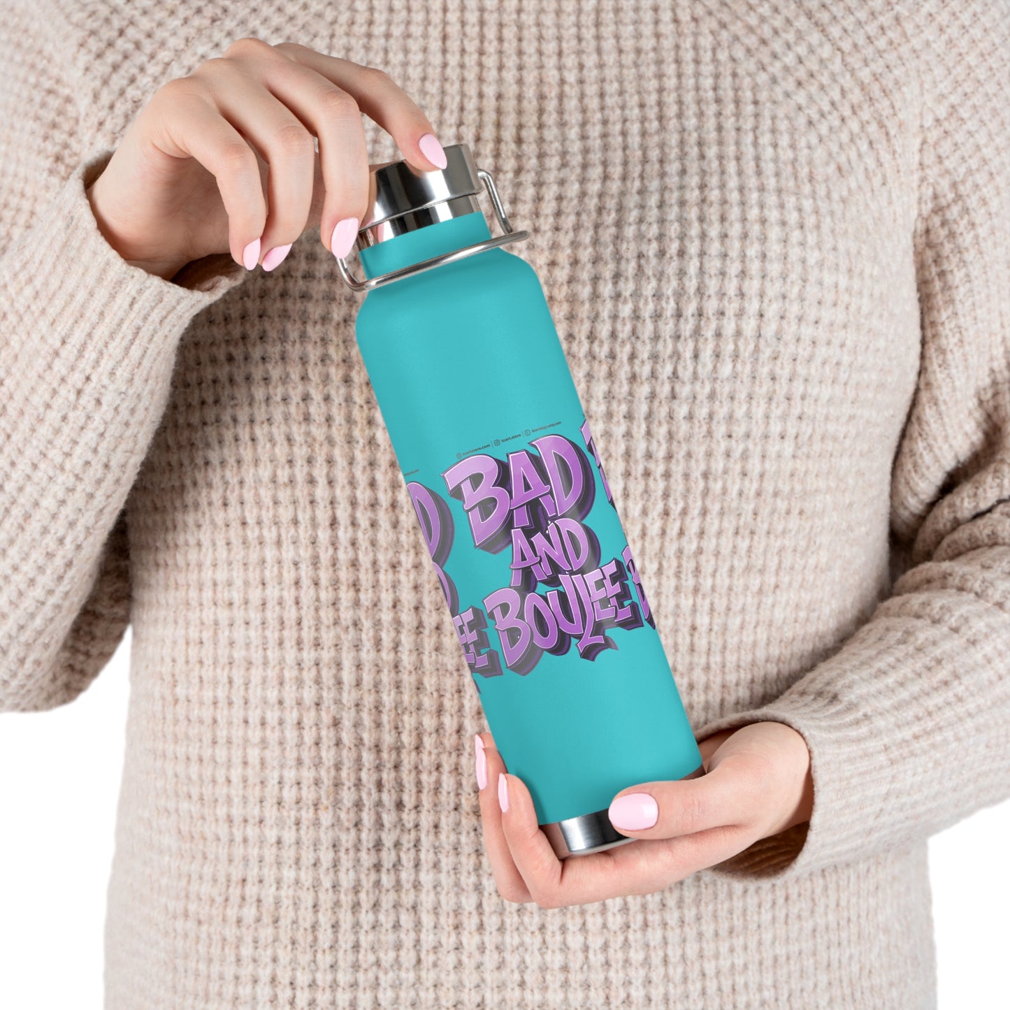 bad and boujee copper vacuum insulated bottle, 22oz