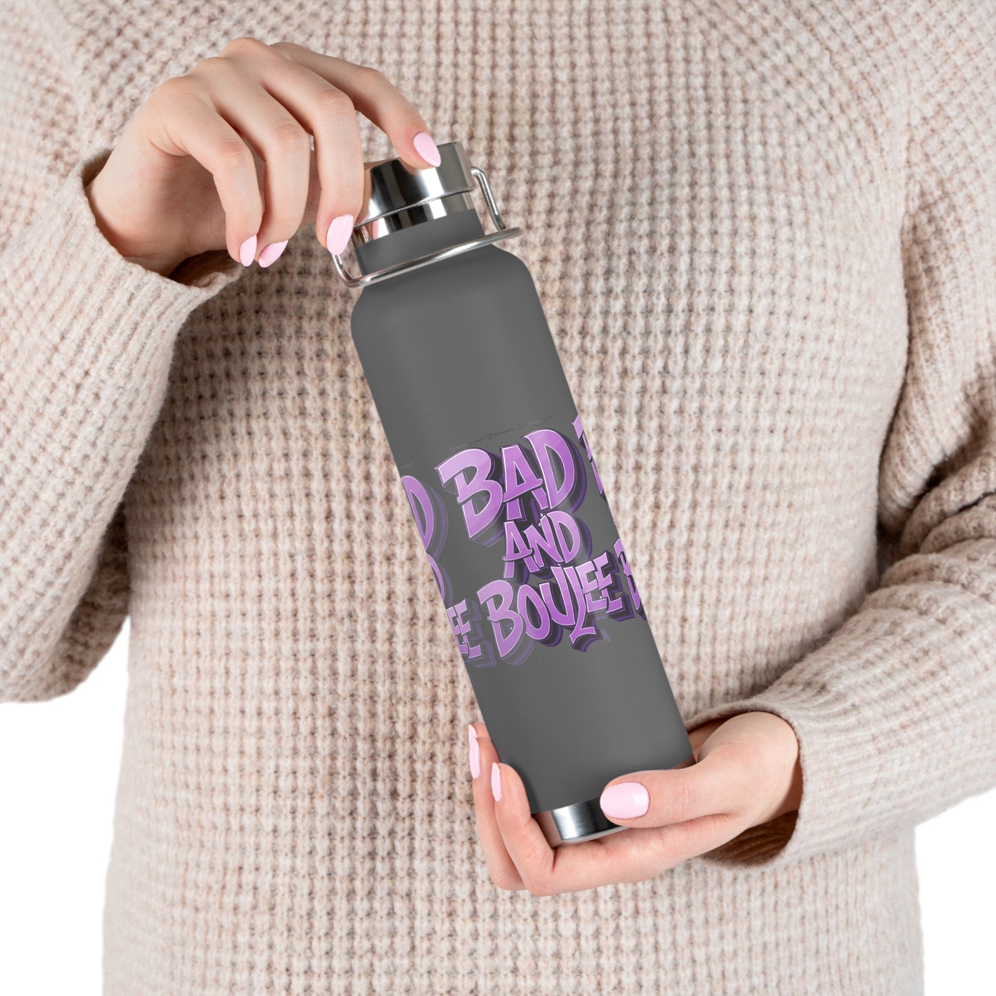 bad and boujee copper vacuum insulated bottle, 22oz